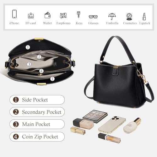 imeetu Crossbody Bags for Women Genuine Leather Shoulder Bag with Zipper Medium Size4