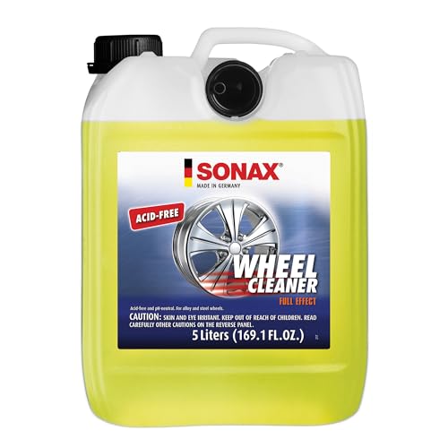 SONAX Full Effect Wheel Cleaner 230500 | Heavy-Duty Brake Dust Remover for All Wheels | Safe on Painted, Alloy, Chrome & Stainless Steel | pH Neutral, Acid-Free, with Color-Changing Action | 5 Liter