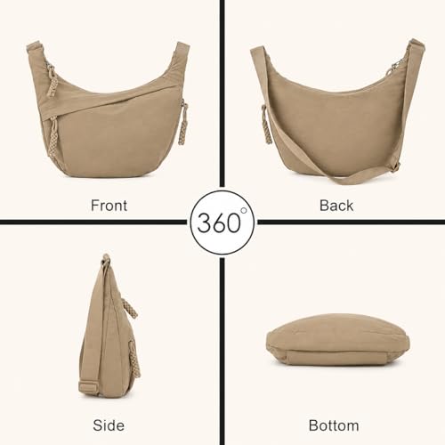 Image of Lyrovo Travel Crossbody Crescent Bags for Women Over Shoulder Purse with Zipper Half Moon Sling Bag & Waist Bag Unisex Chest Bag