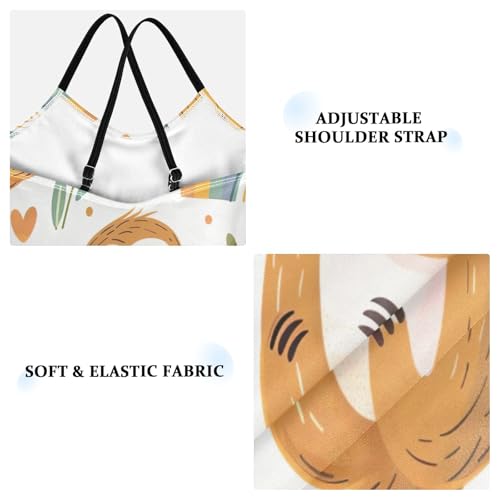 Cute Cartoon Sloth Leaves White Kids Swim Suits 3-10T Summer Swimsuits Girls, Beach Bathing Suit3