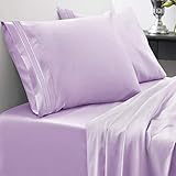 1800 Thread Count Sheet Set – Soft Egyptian Quality Brushed Microfiber Hypoallergenic Sheets – Luxury Bedding Set with Flat Sheet, Fitted Sheet, 2 Pillow Cases, Queen, Lavender