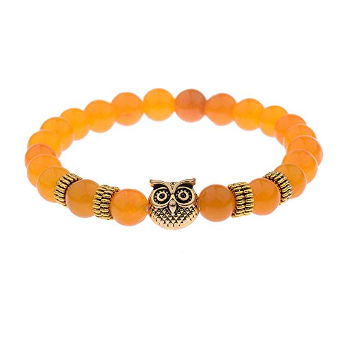 Bracelet en pierre naturelle perles orange givrées fashion élastique pour homme et femme
