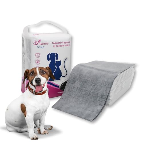 Mama Shop Traversine Cani 60x90 al Carbone Attivo 120 pezzi. Tappetini per Addestramento Cane e Gatto Igienici, Monouso, Antiodore con Tecnologia ai Polimeri Attivi Super Assorbenti