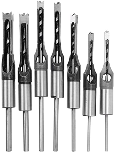 Nisorpa 7Pcs Square Hole Drill Bit, Mortising Drill Bit Set Woodworking Square Hole Mortise Drill Bit Set Wood Mortising Chisel Set 15/64
