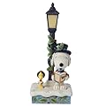 Enesco Peanuts by Jim Shore Snoopy and Woodstock Caroling by Lamp Post Lit Figurine, Resin Hand Crafted Painted Collectible Figurines Peanuts Snoopy Christmas Home Decor Statue with Light, 8.5 Inch