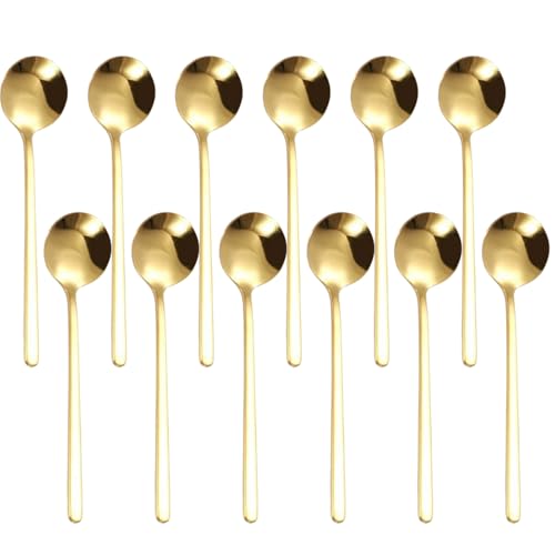Pack De 12 Cucharas De Acero Inoxidable, Cucharas De Mango Largo, Cucharas De Café, Utensilios De Cocina, Cucharas Para Mezclar, Cucharas Para Postre