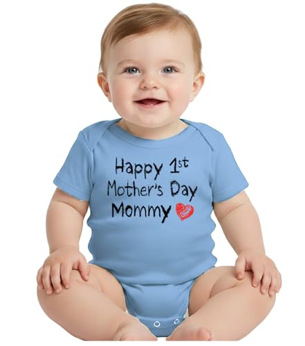 Tstars Happy First Mothers Day Mommy Blue Infant Bodysuit One Piece Onesie Mothers Day Baby Boy Outfit - Great Gift for a New Mom - 6 Months