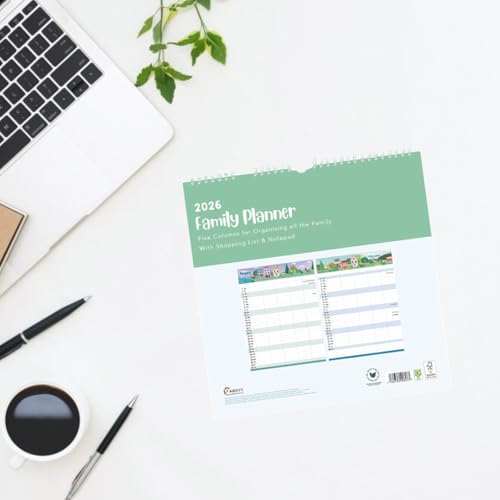 1ABOVE 2026 Family Organiser Calendar Wall Planner With Memo Pad & Shopping List, Monthly Five Columns - TOWN - Image 5