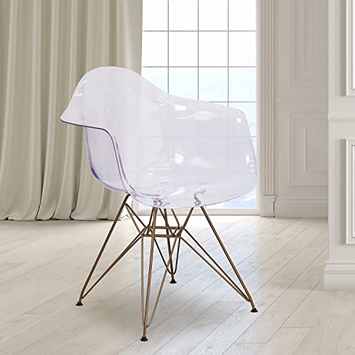 Flash Furniture Allure Series Transparent Side Chair With Gold Base #TOP1