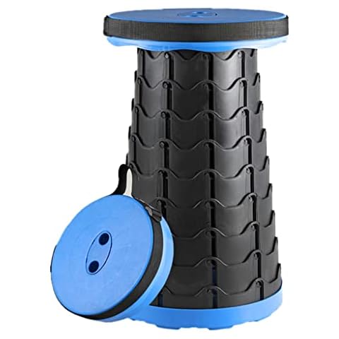 eBoutik - Adjustable & Lightweight Portable Telescoping Collapsible Stool for Adults - Great For Camping, Gardening, Fishing or Traveling, Retractable, Folding, Pop-Up Seat (Blue) Cover