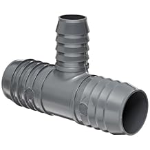 Spears 1401 Series PVC Tube Fitting, Tee, Schedule 40, Gray, 3/4" x 3/4" x 1/2" Barbed
