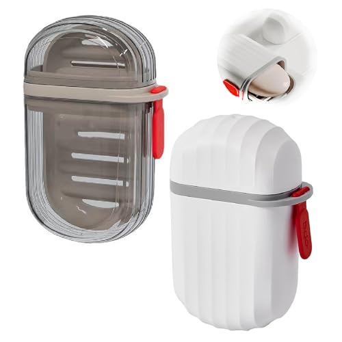Jidyllic Jabonera de viaje con tapa, 2 fundas de jabón de viaje, portátil, impermeable, soporte de jabón a prueba de fugas con asa, funda de jabón blanca para viajes, baño, campamento al aire libre