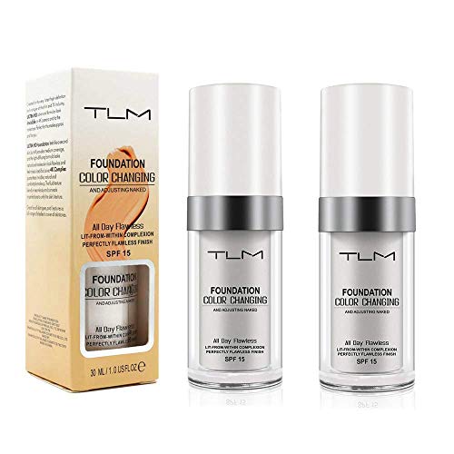 2 Pack Flawless Colour Changing Foundation,Concealer Cover Cream, Warm Skin Tone Foundation liquid