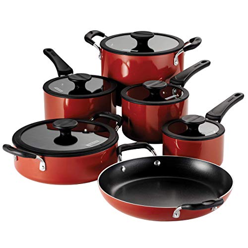 Image of Tramontina Non Stick 11-Piece Nesting Pots and Pans Set with Lids - Red