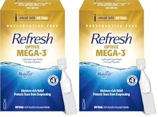 Refresh Eye Drops, Lubricant, Artificial Tears, Preservative-Free | Optive MEGA-3 | 60 Containers | Single-Use | 0.01 fl oz