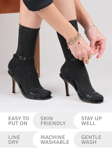 Image of Women's Bamboo Dress Socks, Crew for Business Trouser Casual, Soft, Thin & Seamless, Size 6-9 /9-12 (3, 4 or 5 Pairs)