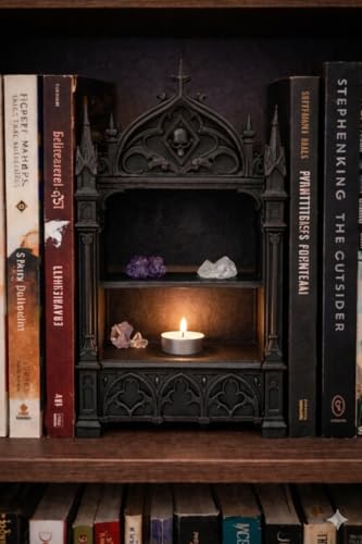 Gothic Book Nook Shelf Decor, Victorian Skull Altar Display, Dark Academia Witchy Home, Black
