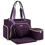 LOVEVOOK Breast Pump Bag, Diaper Bag Tote 3Pcs Set, Work Bag for Breastfeeding Mom with 15