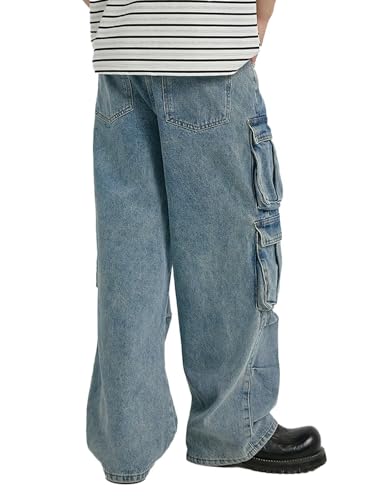 Men's Wide Leg Jeans, Super Baggy Loose Fit Denim Pants, Y2K Skater Streetwear Trousers4