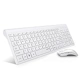 TopMate KM9001 Ultra Slim Portable Mute Wireless Keyboard and Mouse Combo, Office Wireless USB Mouse(White)