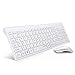 TopMate KM9001 Ultra Slim Portable Mute Wireless Keyboard and Mouse Combo, Office Wireless USB Mouse(White)