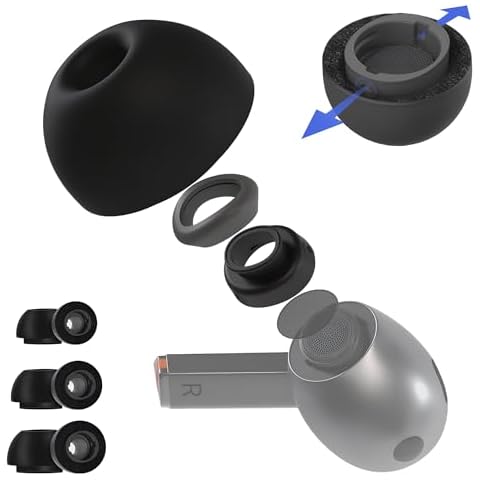 Seltureone 3 Pairs Ear Tips for Samsung Galaxy Buds 3 Pro with Noise Reduction Hole, Memory Foam Samsung Galaxy Buds Pro 3 Non-Slip Ear Tips (S/M/L) Cover