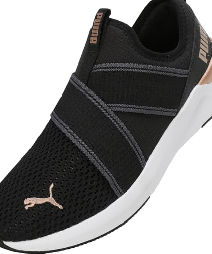 Puma Softride Harli Slip on Wns Shoes for Women's PUMA Black-PUMA White-PUMA Gold, 39 EU