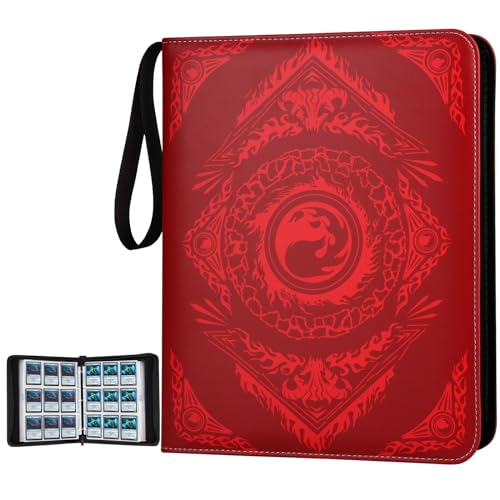 Image of 9-Pocket Card Binder for MTG,720 Double Sided Pocket PU Trading Collection Binder,Premium Collector Card Album for MTG,TCG,Yugioh,Game Cards(Red)