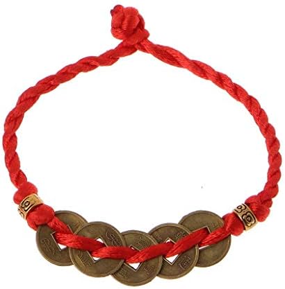 Doiber Chinese Feng Shui Wealth Lucky Copper Coin Pendant Red String Bracelets