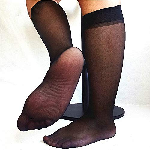 Men's Dress Socks Black Thin Transparent Tube Double layer Suit Stockings3