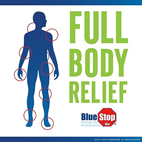 Blue Stop Max Massage Gel And Muscle Rub Made With Aloe Vera, Emu Oil, And Menthol - Provides Muscle, Joint, And Body Ache Relief - Non-Greasy For Everyday Relief - 4 Oz Jar #TOP2