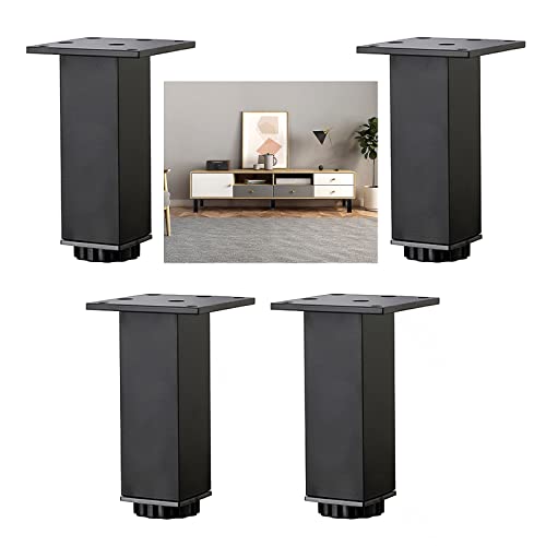 LIPJIA Pieds de Meuble, Lot de 4 Pieds de Meuble réglables en métal, pour Cuisine, Salle de Bain, canapé, Table Basse, Armoire, Table à Manger, Noir/argenté, 40 cm