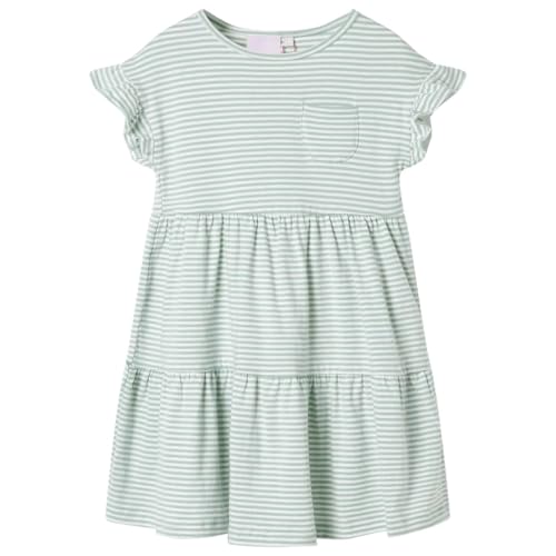 Vestido Infantil de Mangas con Volantes Ropa con Cuello Redondo Verde Menta 104