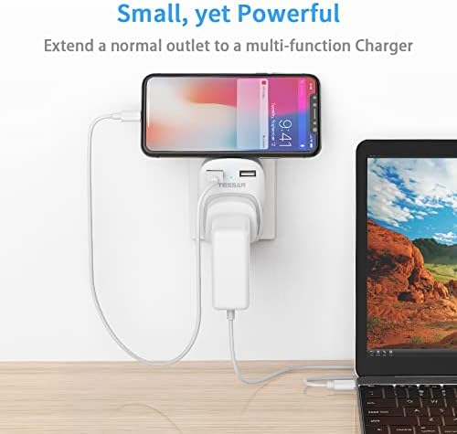 USB Plug Adaptor UK with 2 USB Ports, TESSAN Double USB Charger, USB Wall Socket Plug Adapter for Home, Office