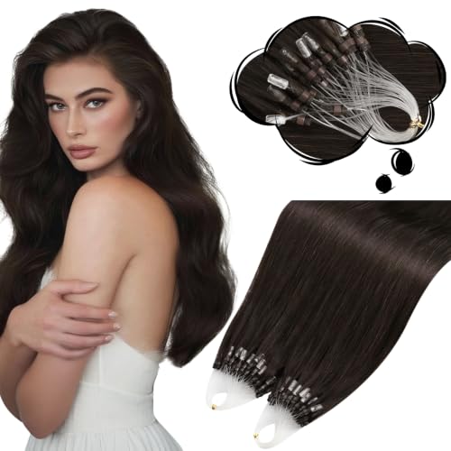 Image of Moresoo Micro Link Hair Extensions Human Hair, Dark Brown, 22 Inch