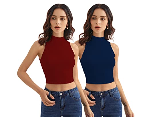 Image of Shasmi Women Crop Top, Ribbed, Stylish Tank Top, Soft and Comfy Fabric has Some Stretch