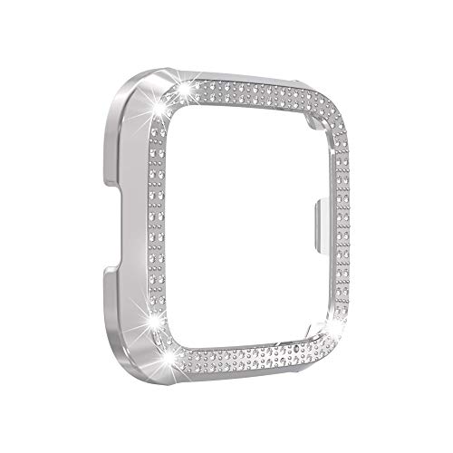 YCDZ STORE Capa protetora para Fitbit Versa/Versa lite PC dupla fileira encrusted diamante (preto) (