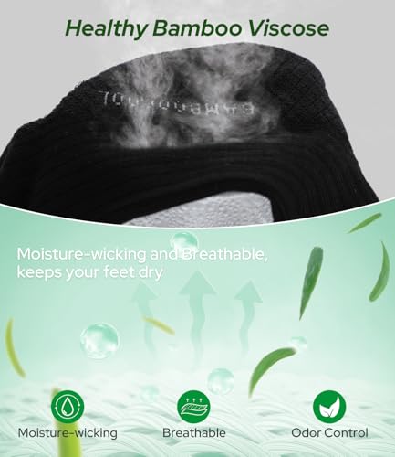 BAMBOO COOL Womens Ankle Socks Bamboo Viscose Basic Low Cut Moisture-Wicking Cushioned Anti-Blister3