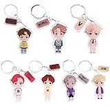 BAIBEI BTS Schlüsselanhänger, Bangtan Boys Schlüsselbund Acryl Anhänger Schlüsselring Sammlerstück, Jimin, V, Suga, Jin, J-Hope, Rap Monster Mit Army Bomb Anhänger Schlüsselbund für The Army, 7pcs