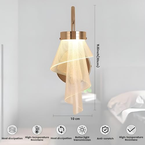 Image of FILLISKA Luxurious Acrylic Crystal Wall Lamp with Adjustable Colour Changing Function, Elegant Finish (Acrylic FrenchGold-B31)(1 Year Warranty)
