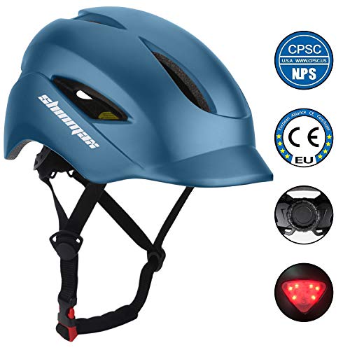 KINGLEAD Casco de Bicicleta con luz LED Unisex Casco de Bicicleta Protegido para Carreras de Ciclismo Skateboarding al Aire Libre Seguridad superligero Ajustable Certificado CE Hombre Azul