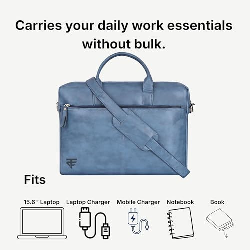 Image of TRUFLO Vegan Leather (PU) Laptop Messenger Bag | Fits up to 15.6-inch Laptop | Slim Office & Travel Shoulder Bag