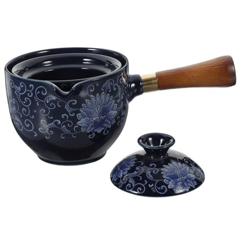 EXHUMKY Tetera Giratoria De Cerámica Asa Lateral Antideslizante Para Té Suelto Uso Casa y Oficina Portátil