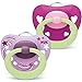 NUK Signature Night Lot de 2 tétines avec effet lumineux en silicone sans BPA Motif cœurs violets 18 à 36 mois