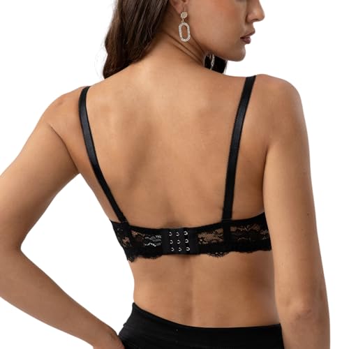 Image of YooMee Push Up Bra for Women,Lace Bras with Underwire Cups,Comfort Padded T-Shirt Bra Add One Cup Purple 42D
