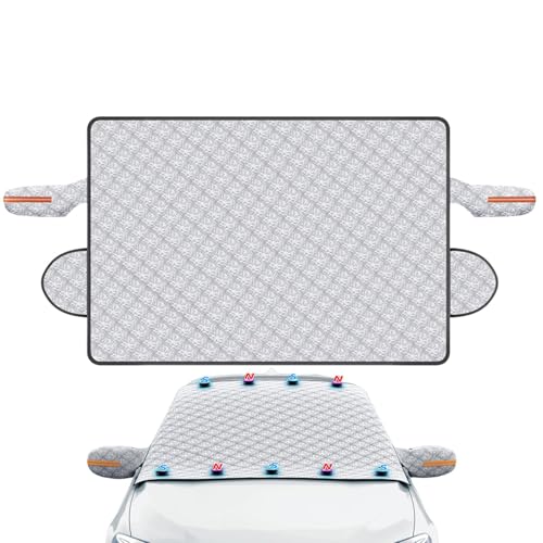 Cubierta para parabrisas de coche para nieve y escarcha, funda protectora de invierno con reflector, impermeable, protección para todo tipo de climas para parabrisas, manta aislante para el frío