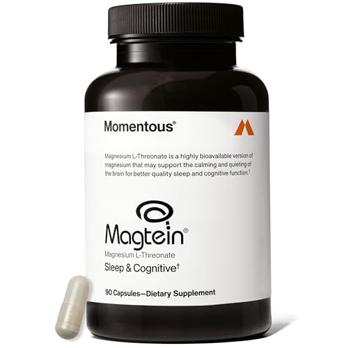 Momentous Magtein Magnesium L-Threonate - Brain & Rest Support Supplement - Boosts Cognitive Function & Sleep Quality - NSF Certified for Sport -145 mg - 30 Servings