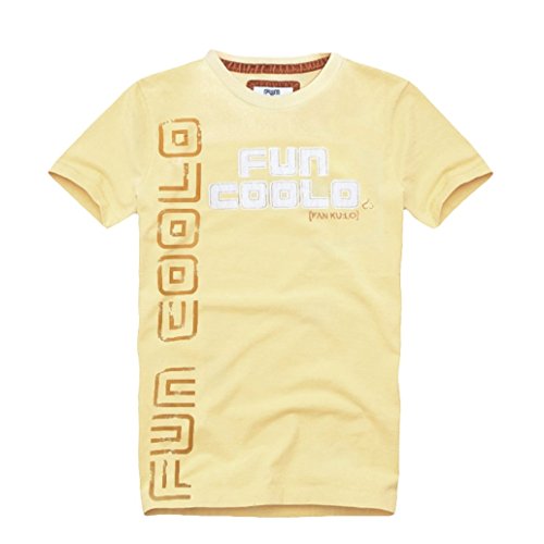 FUN COOLO T-Shirt a Manica Corta MT2 Maglietta Vintage Giallo XL