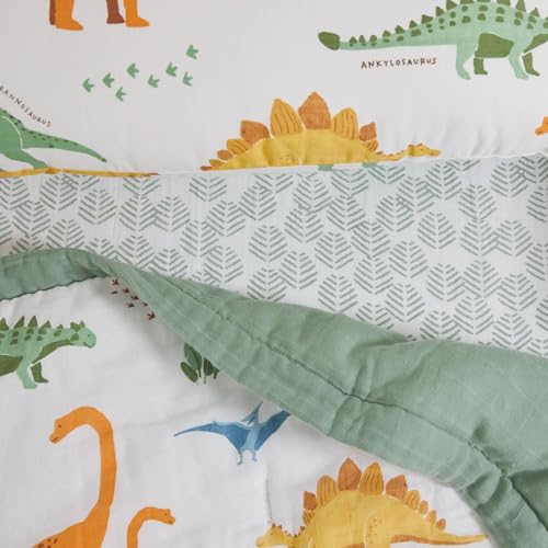 Image of Little Unicorn Toddler Bedding 3-Piece Set | Includes Comforter, Crib Sheet & Pillowcase | Soft & Breathable Muslin Fabric | for Convertible Cribs & Toddler Beds (Dino Names)