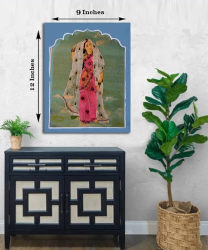 Image of Sikhash Raja Ravi Varma Canvas Paintings Classic Art, Indian Art, Famous Artist, Wall Painting for Living Room, Bedroom, Office, Unframed, Multicolor Fabric Size - 12x9 inches (30x23 cms, Rambha)